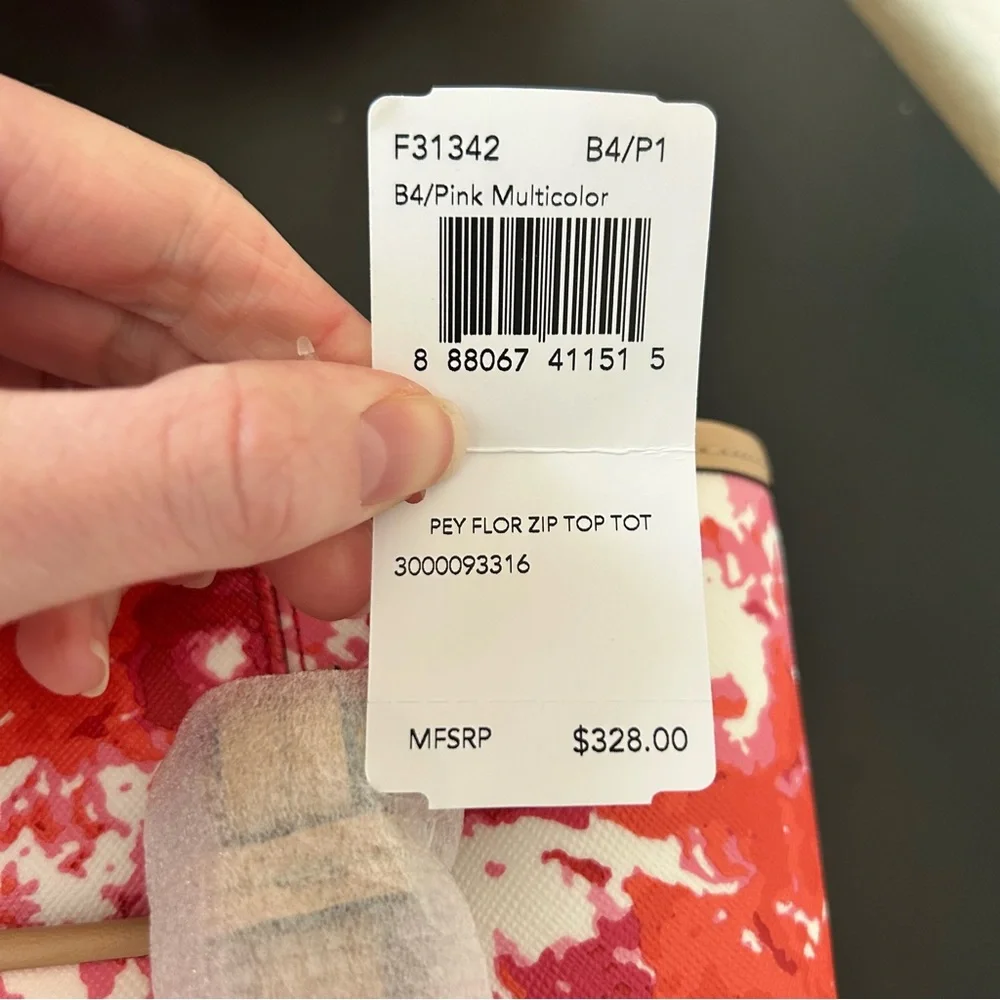 Coach Red and Pink Payton Floral Print Zip Top Tote Bag MSRP $328 - Picture 15 of 16